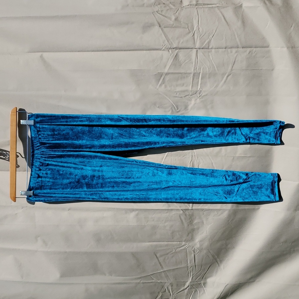Teal Soft Velvet Leggings